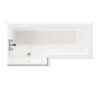 Loire Left Hand L Shaped Shower Bath with Polished Chrome Bath Screen and Deep Blue Front and End Bath Panels | White | Acrylic | 1700mm