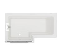 Loire Left Hand L Shaped Shower Bath with Towel Rail Bath Screen and Front Bath Panel | White | Acrylic | 1500mm