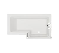 Loire Right Hand L Shaped Shower Bath with Bath Screen and Front Bath Panel | White | Acrylic | 1500mm