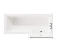 Loire Right Hand L Shaped Shower Bath with Polished Chrome Bath Screen and Deep Blue Front and End Bath Panels | White | Acrylic | 1700mm