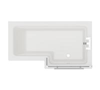 Loire Right Hand L Shaped Shower Bath with Towel Rail Bath Screen and Front Bath Panel | White | Acrylic | 1500mm