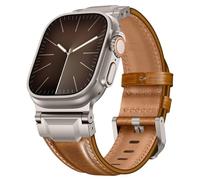 LOIRNBR Leather Bands Compatible with Apple Watch Ultra 3/2/1 49mm 46mm 45mm 44mm 42mm Men, Heavy Duty Genuine Leather Connector Strap for iWatch Ultra Series 11/10/9/8/7