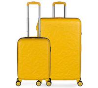Lois - Hard Shell Suitcase Set of 2-4 Double Wheel ABS Luggage Sets 2 Piece with TSA Combination Lock - Resistant and Lightweight Hard Suitcase Set in Small Cabin Size and Large, Mustard