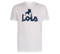 Lois Jeans Men's Classic Big Logo T-Shirt White Blue Baco 6618 Made in Spain