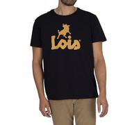 Lois Jeans Men's Logo Classic T-Shirt, Navy/Yellow, L