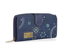 Lois - Woman Wallet. Closing with Clasp. Printed linner. Exterior Purse with Zipper. Compartments for Cards and banknotes. RFID Protection. Nylon and Synthetic Leather. 304416