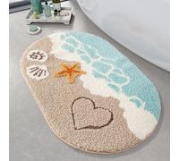 Loismood Ocean Cute Bathroom Rug Super Absorbent Machine Washable Non-Slip Fluffy Rug for Shower Bedroom Living Room 40x60cm Beach