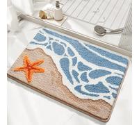 Loismood Ocean Cute Bathroom Rug Super Absorbent Machine Washable Non-Slip Fluffy Rug for Shower Bedroom Living Room 50x80cm Coastal