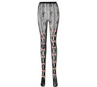 LOITHGU Rose Pattern Striped Net Tights for Women, With Kawaii Bow stockings, Vintage Fishnet, Black&pink Bow, One Size