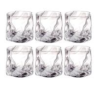 LOITTAINUE Set of 6 Oblique Crystal Glasses for Whiskey 200 ml - Cold Coffee Glasses - Cold Coffee Glasses - Cocktail Glasses - Tea & Coffee Glasses - Dishwasher Set