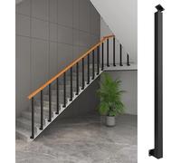 LoiYtrd Aluminium guardrails Handrail Railing Stair Shaft Side Armor Plate Railing Post With Screw Kit, Black Stair Railing Stair handrails(5pack,90cm)
