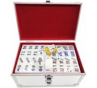 LoiYtrd Mahjong Game Set Including 144 Tile Dice &Ornate Storage Case 4 dice Pro Complete Mahjong Game Set(Aluminum Box,38#)
