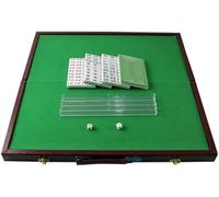 LoiYtrd Mahjong Portable with Foldable Table Mini Mahjong Set Mahjong Traditional Chinese Version Game Set(Green)