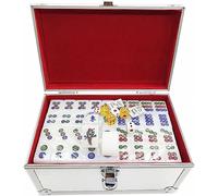 LoiYtrd Mahjong Set, Chinese Mahjong Game Set Including 144 Tile Dice & Ornate Storage Case(Aluminum Box,39#)
