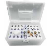 LoiYtrd Mahjong Set, Chinese Mahjong Game Set Including 144 Tile Dice & Ornate Storage Case(Plastic Box,38#)