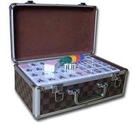LoiYtrd Mahjong Set Game Set 144 Tiles，With Dice and Storage Box Suitable for Adult Children(Lightgreen,42#)