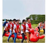 LoiYtrd Outdoor Team Games Inflatables Lawn Racing Game Suitable For Multiple Participants Corporate Team-building Activities Red Version Teamwork Toys(4 seats)