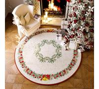 LoiYtrd Round Multi-purpose Protective Mat With A Christmas Wreath Design For Wooden Floors(Christmas Wreath,60cm)