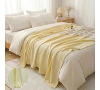 LoiYtrd Sofa Bed Blanket - Cooling Fibres, Light & Soft(Yellow,90x100cm)