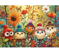LOJETON Colorful Autumn Owl Puzzles for Adults 1000 Pieces, Perfectly Letter on Back No Dust, Plant Warm Owl 3D Puzzles Big Eyes Owl, Matte Finish Challenging Puzzle Perfect for Game Nights