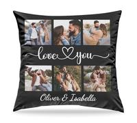 LOJISER Custom Pillow Case with Photo for Couple, Customised Gifts for Husband, Wife, Family, Personalised Cushions with Photo for Couple, Father, Mother, Family, Sister Personalised Gifts