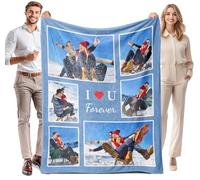 LOJISER Personalised Gifts with Photos for Couples, Personalised Photos Blanket for Boyfriend Girlfriend, Customised Valentines Anniversary Christmas Birthday Gifts for Women Men Him Her