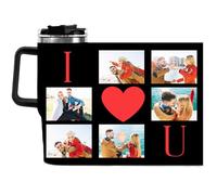 LOJISER Personalised Travel Mug with Photo Text, Custom Coffee Travel Cup, Customised Christmas Mothers Day Birthday Gifts for Dad Mum Couples Family Friends Brothers, and Sisters