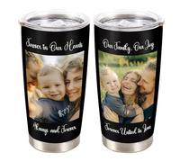 LOJISER Personalised Travel Mug with Photo Text, Custom Coffee Travel Cup with Straw and Lid, Personalised Gift for Women Men Dad Mum Couples Family Friends Brothers, and Sisters