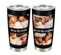 LOJISER Personalised Travel Mug with Photo Text, Customised Coffee Travel Cup with Straw and Lid, Custom Gift for Women Men Dad Mum Couples Family Friends Brothers, and Sisters