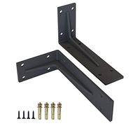 LOJOO Heavy Duty Large Shelf Brackets, Max Load 400kg, 5 mm Thick Iron Industrial Shelves Bracket Metal Farmhouse Wall Mounted Floating L Support for Hanging DIY Open Shelving, 2PCS