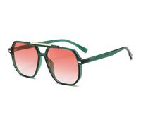 LOJUDI 70s Retro Sunglasses Womens Mens - Tinted Lens Oversized Pilot Square Vintage Sun Glasses Ladies Shades for UV400 Protection-Green/Gradient Pink Lens