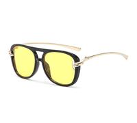 LOJUDI 70s Square Sunglasses Womens Mens - Trendy Pilot Tinted Oversized Retro Ladies Sun Glasses for UV Protection - Gold/Yellow