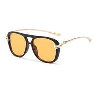 LOJUDI 70s Square Sunglasses Womens Mens - Trendy Pilot Tinted Oversized Retro Ladies Sun Glasses for UV Protection - Gold/Orange
