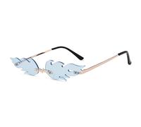 LOJUDI Fire Flame Glasses Red - Festival Sunglasses for Womens Mens Rimless Rave Cool Funky Halloween Sunglasses-Blue Flame