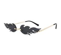LOJUDI Fire Flame Glasses Red - Festival Sunglasses for Womens Mens Rimless Rave Cool Funky Halloween Sunglasses-Black Flame