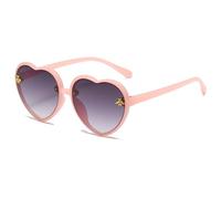 LOJUDI Heart Sunglasses Kids Girls - Boys Childrens Love Heart Shaped Sunglasses Trendy Cute for Age 3-10-Pink/Grey