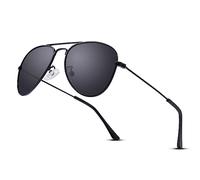 LOJUDI Kids Pilot Sunglasses Boys - Girls Polarised Mirror Childrens Sunglasses Metal Frame with UV400 Protection-Black Frame/Grey Lens
