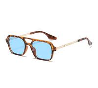 LOJUDI Retro 70s Pilot Sunglasses Mens Womens - Vintage Square Tinted Metal Sun Glasses UV400 Protection-Yellow Tortoise Frame/Grey Lens