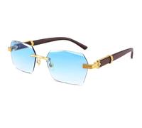 LOJUDI Rimless Sunglasses Women Men - Rectangle Frameless Fashion Tinted Gradient Vintage Sun Glasses Ladies Shades UV400 Protection - Gradient Blue Lens