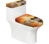 Lok Ling in the Evening Sun 2-Piece Toilet Seat & Tank Lid Cover Set - Elastic Stretch Design - Universal Fit for U-Shape-O-Shape-Elongated Toilets - Functional Bathroom Decor & Housewarming Gift