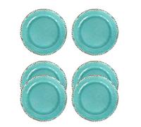 LOK-OSEMILE Gourmet Art Crackle 10 Inch Melamine Dinner Plates Set of 6 Aquamarine blue