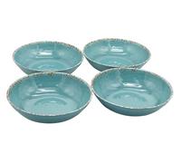 LOK-OSEMILE Gourmet Art Crackle 8.1" Melamine Salad and Pasta Bowls - Aquamarine 32 oz Set of 4