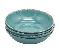 LOK-OSEMILE Gourmet Art Crackle 9" Melamine Pasta Bowls -Aquamarine Blue 45 Ounce - Set of 4