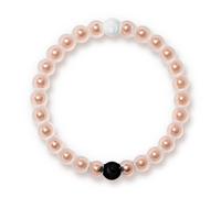 Lokai Metal & Silicone Beaded Bracelets for Women & Men, Metal Sphere - Stylish Jewelry Fashion Bead Bracelet with Black & White Beads - Ring Bangle Slide-On Style Over Wrist, Small 6", Rose Gold, no