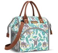 LOKASS Lunch Bag Insulated Lunch Box Wide-Open Lunch Tote Bag Large Drinks Holder Durable Nylon Snacks Organizer with Removable Shoulder Strap for Women Men Adults Work Outdoor,Sloth