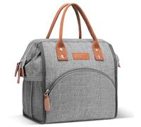 LOKASS Lunch Bag Insulated Lunch Box Wide-Open Lunch Tote Bag Large Drinks Holder Durable Nylon Thermal Snacks Organizer for Women Men Adults College Work Picnic Hiking Beach FishingGrey