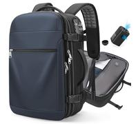 LOKASS Vacuum Seal Compression Travel Backpack 60L Expandable, Anti Theft Travel Cabin Bag, Water Resistant Carry on Backpack, School Rucksack Gift for Men and Women, Blue