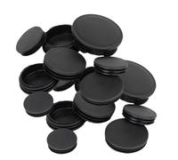 Lokatall Tubing Post End Cap, 24pcs Plastic Plugs Black Ribbed Tube Inserts Tube Insert Covers for Chairs Desks Tables Beds Furniture Foot Plug Steel Pipe Cover (Round 20x20mm)