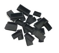 Lokatall Tubing Post End Cap, 24pcs Plastic Plugs Black Ribbed Tube Inserts Tube Insert Covers for Chairs Desks Tables Beds Furniture Foot Plug Steel Pipe Cover (Rectangular 10x20mm)