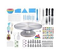 LOKAXXZU 121 Piece Cake Decoration Mouth Set Cake Baking Tool Aluminum Turntable 12 Inch Aluminum Alloy